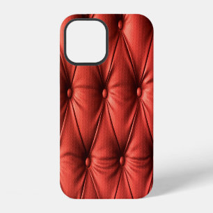Textured Red Leather: Detailed Material Close-Up iPhone 12 Case