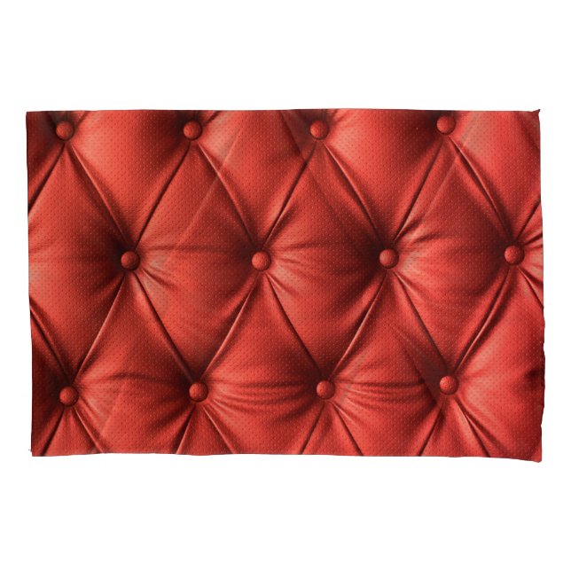 Textured Red Leather: Detailed Material Close-Up Pillowcase (Front)