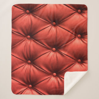 Textured Red Leather: Detailed Material Close-Up Sherpa Blanket