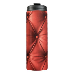Textured Red Leather: Detailed Material Close-Up Thermal Tumbler