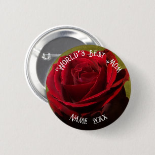 Textured Red Rose Mother’s Day 6 Cm Round Badge