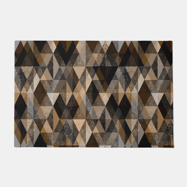 Textured rhombic brown with beige doormat (Front)