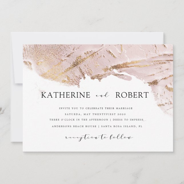 textured rose gold faux foil modern Wedding Invitation (Front)