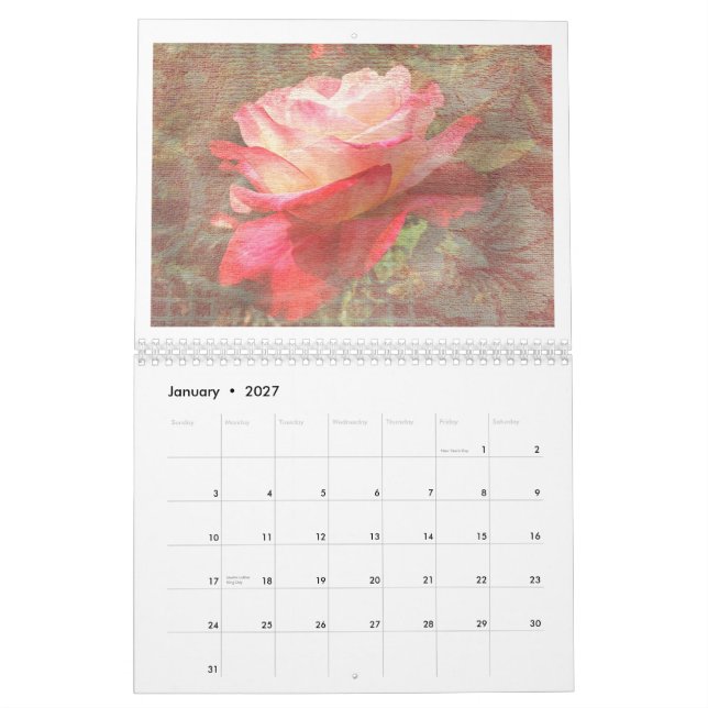 Textured Roses Calendar for 2015 (Jan 2027)