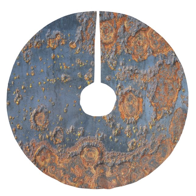 Textured rusted metal background. brushed polyester tree skirt (Front)