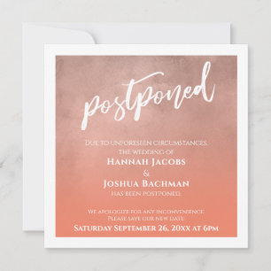 Textured Salmon Ombre Postponed Wedding Card