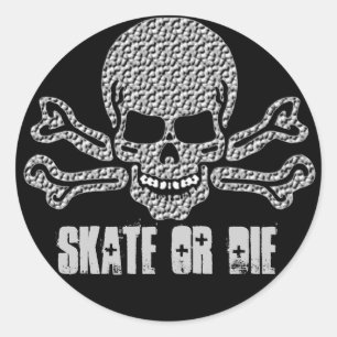 textured skull and crossbones classic round sticker