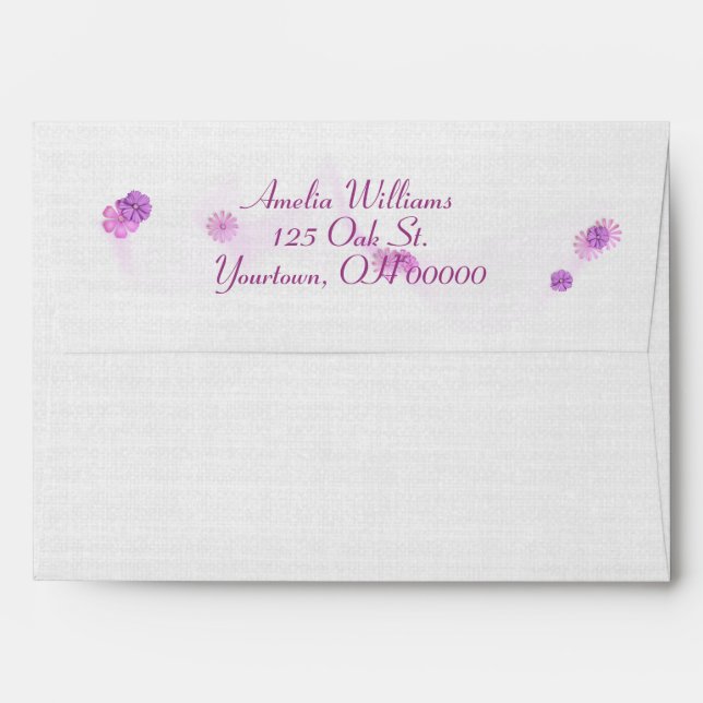 textured soft grey with pink gingham envelope (Back (Top Flap))