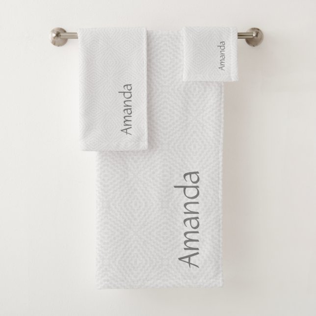Textured solid white. bath towel set (Insitu)