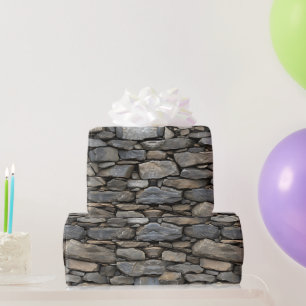 Textured Stone Wall Print Wrapping Paper Roll