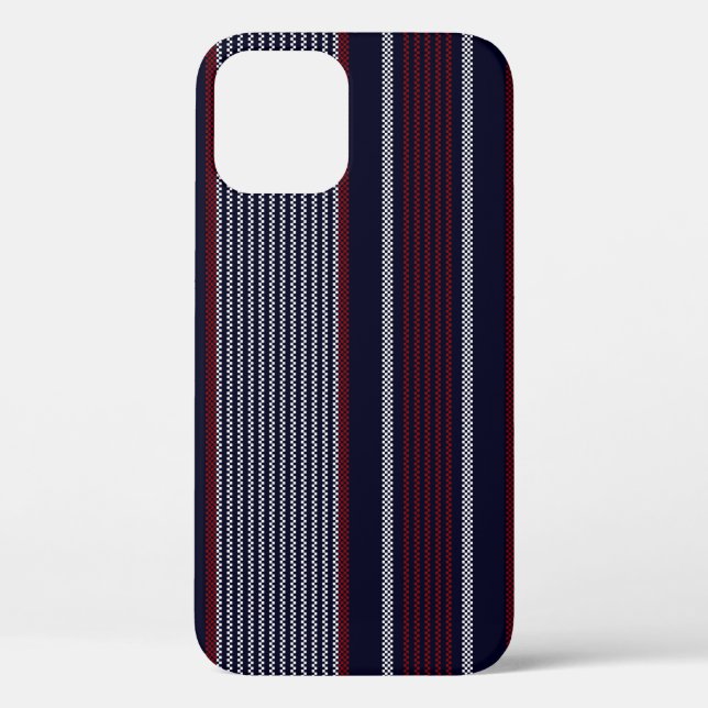 Textured stripe seamless pattern with navy blue, r Case-Mate iPhone case (Back)