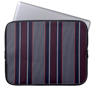 Textured stripe seamless pattern with navy blue, r laptop sleeve