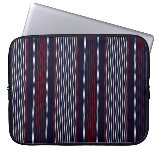 Textured stripe seamless pattern with navy blue, r laptop sleeve (Front)