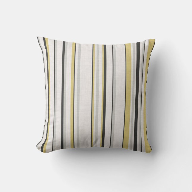 Textured striped pattern. Black, mustard, grey  Th Cushion (Front)