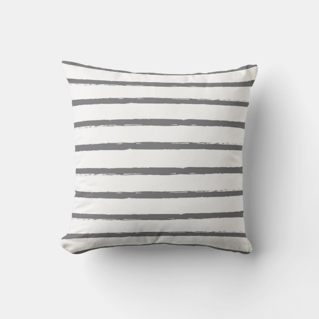 Textured Stripes Lines Slate Grey White Modern Cushion (Front)