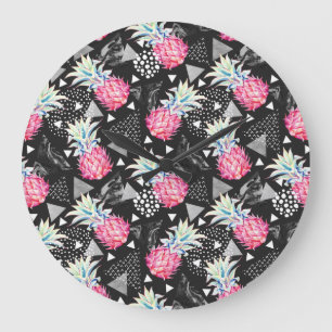 Textured Triangle Pineapple Pattern Large Clock