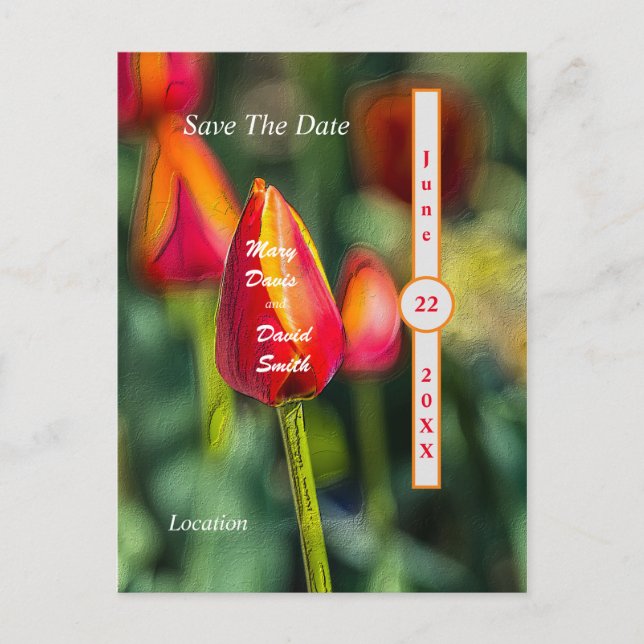 Textured Tulip Garden Save The Date Postcard (Front)