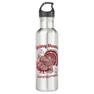 Textured Turkey Drawing in Rich Red Sepia on Pale  710 Ml Water Bottle