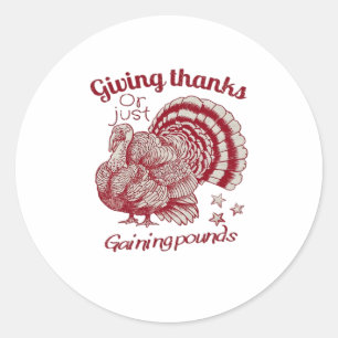 Textured Turkey Drawing in Rich Red Sepia on Pale  Classic Round Sticker