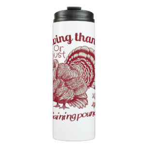 Textured Turkey Drawing in Rich Red Sepia on Pale  Thermal Tumbler