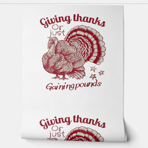 Textured Turkey Drawing in Rich Red Sepia on Pale  Wallpaper