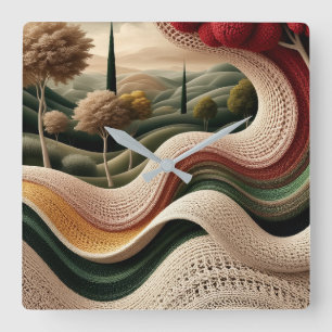 Textured Wavy Landscape Wall Clock – Knit Art
