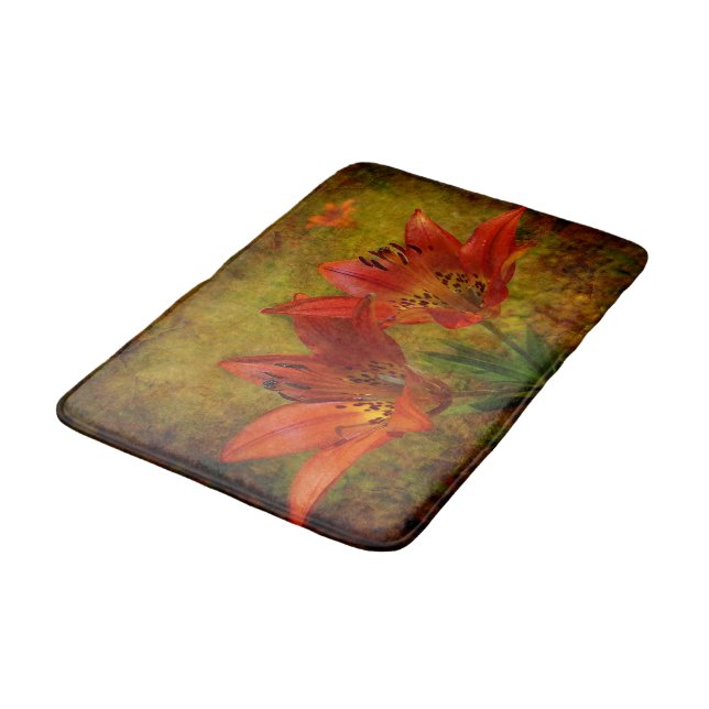 Textured Western Red Prairie Lily Icon Bath Mat (Angled)