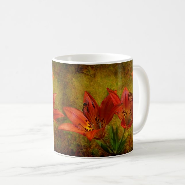 Textured Western Red Prairie Lily Icon Coffee Mug (Front Right)