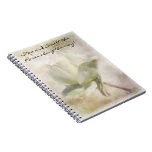 Textured White Rose Notebook