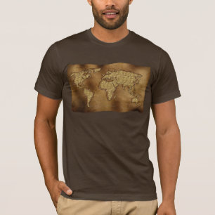 Textured WORLD MAP on Parchment T-Shirt