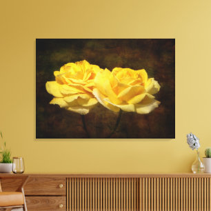 Textured Yellow Rose Stretch Canvas Print