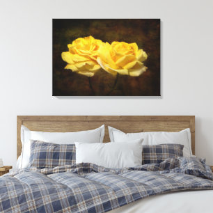 Textured Yellow Roses Canvas Print