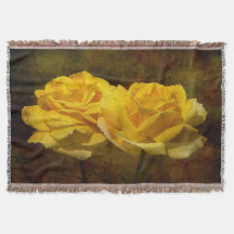 Textured Yellow Roses Throw Blanket