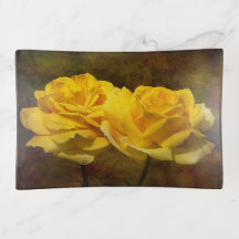 Textured Yellow Roses Trinket Tray
