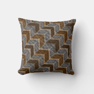 Textured, zigzag, gray and brown cushion