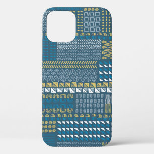 Textures and hand drawn shapes Vintage pattern on iPhone 12 Case
