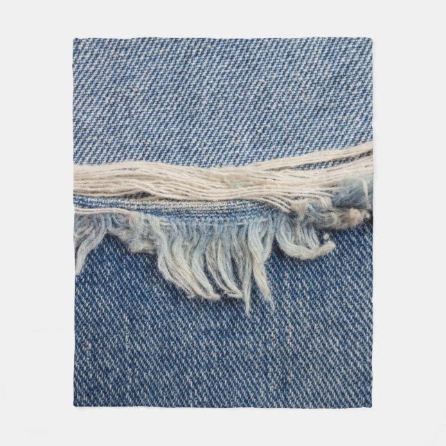 Textures ripped jeans background. fleece blanket (Front)