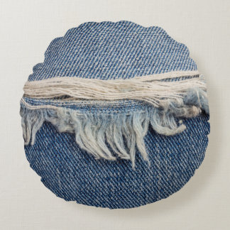 Textures ripped jeans background. round cushion