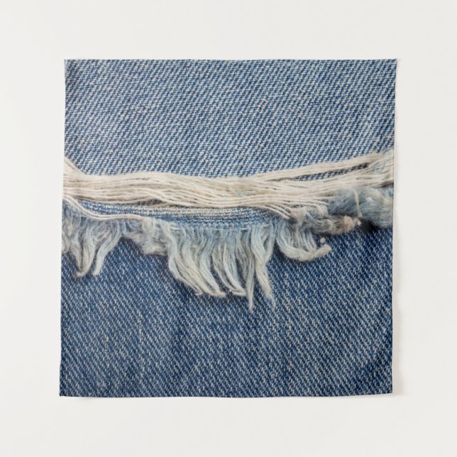 Textures ripped jeans background. tapestry (Front)