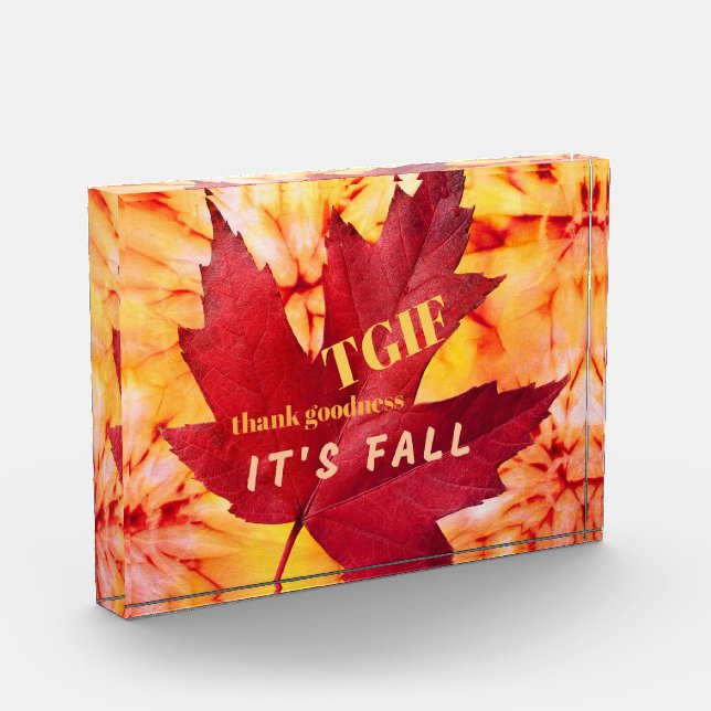 TGIF Quote Thank Goodness It's Fall Autumn Leaves Photo Block (Left)