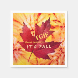 TGIF Thank Goodness It's Fall Autumn Leaves  Napkin