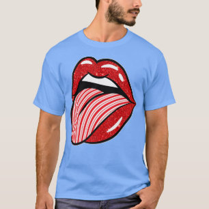 Th Christmas Candy Cane Lips Tongue Costume Girl10 T-Shirt