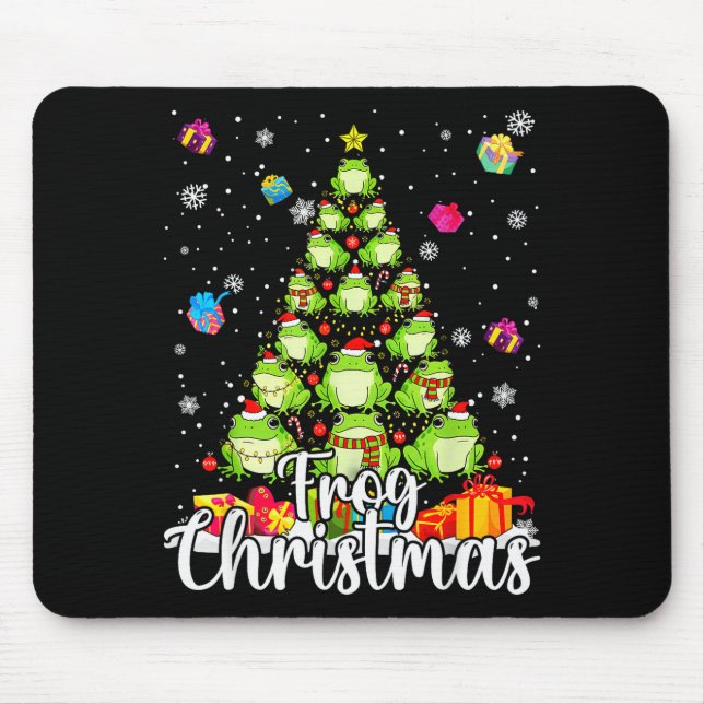 Th Cute Frog Christmas Tree Pajama Matching Costum Mouse Pad (Front)