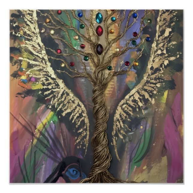 Th Divine Tree Of Life celestial wings and jewels  Poster (Front)
