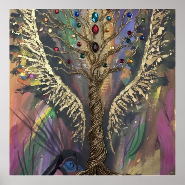 Th Divine Tree Of Life celestial wings and jewels  Poster (Front)