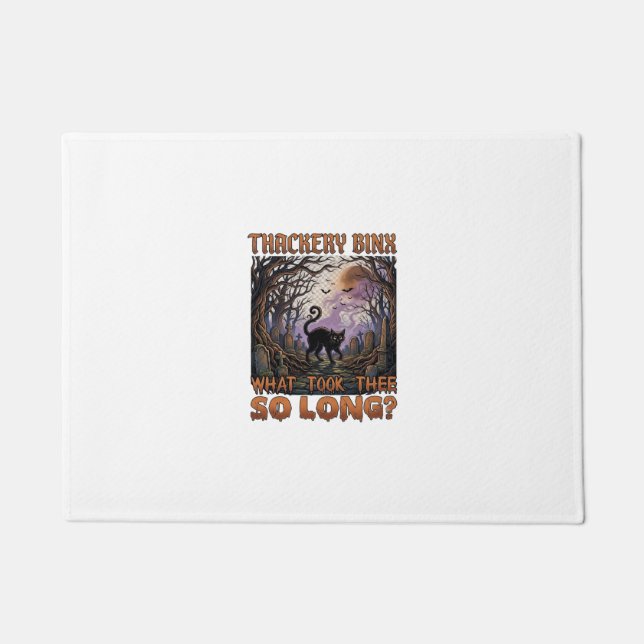 Thackery Binx Black Cat Halloween Graveyard Bats_1 Doormat (Front)