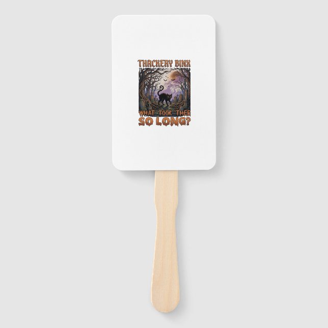 Thackery Binx Black Cat Halloween Graveyard Bats_1 Hand Fan (Front)
