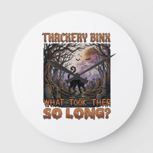Thackery Binx Black Cat Halloween Graveyard Bats_1 Large Clock