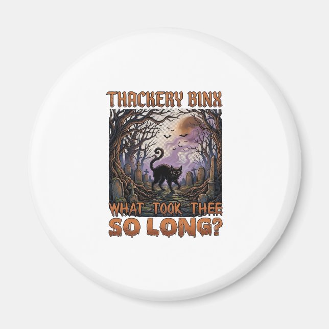 Thackery Binx Black Cat Halloween Graveyard Bats_1 Magnet (Front)