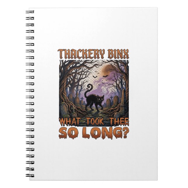 Thackery Binx Black Cat Halloween Graveyard Bats_1 Notebook (Front)